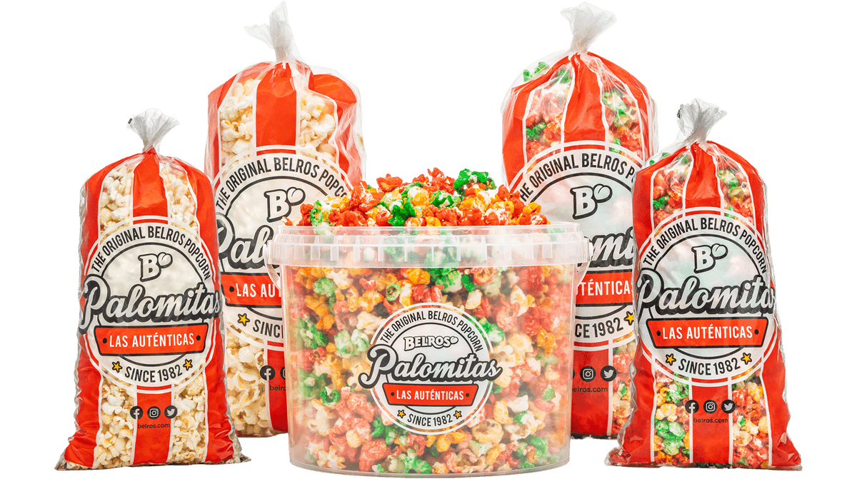 Imagen bodegón productos palomitas Belros